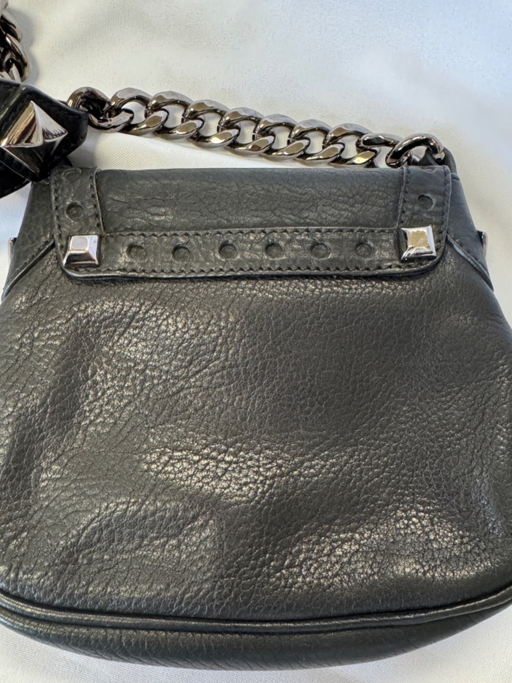 Michael Kors Black Leather Studded Chain Mini Handbag Vintage - Picture 12 of 16